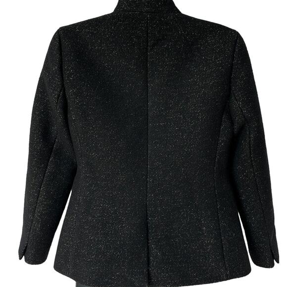 J. Crew Blazer Black Gold Metallic Open Front Wool Blend Jacket Women's Size 2 - Picture 10 of 11